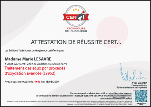 Vous obtenez votre attestation CerT.I.